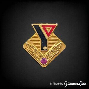 Vintage DMI YMCA Rhinestone 10K Gold Filled Lapel Pin Tie Tack